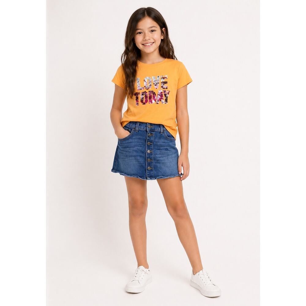 SO Girls Summer Outfit - Sunny Yellow Tunic & Denim Skirt Set